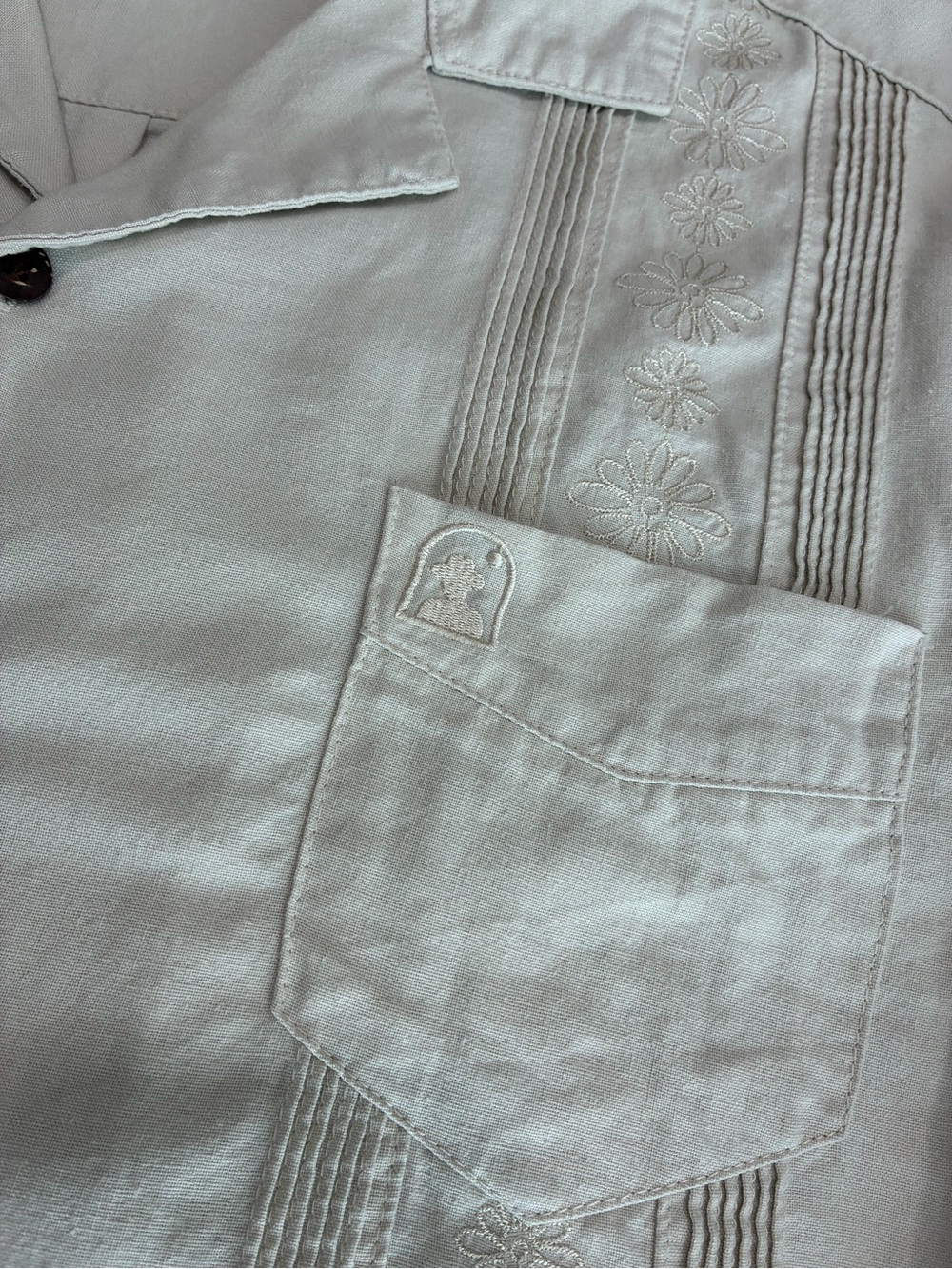 Dandy Del Mar Brisa Linen shirt in Vintage Ivory embroidered sz M - Picture 5 of 8
